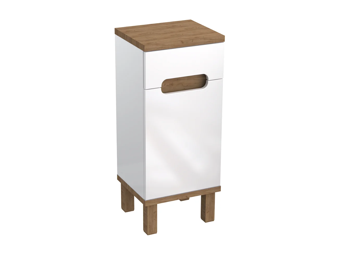 Ensemble de meubles de salle de bain - blanc brillant + chêne craft OVO
