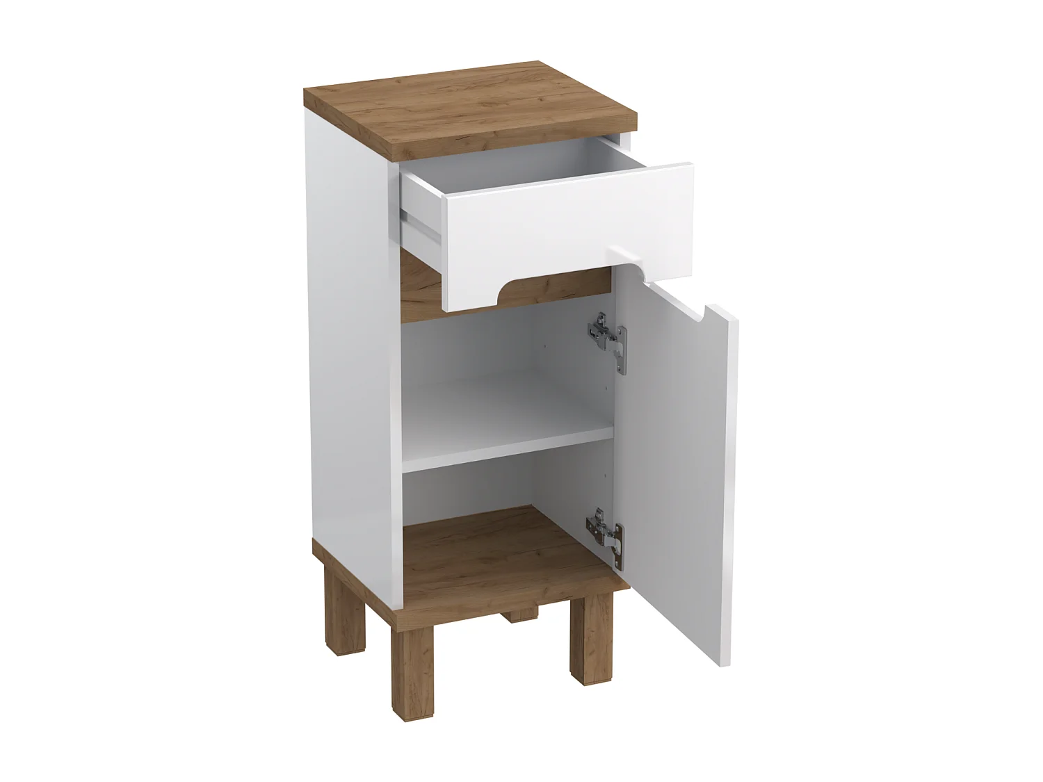 Ensemble de meubles de salle de bain - blanc brillant + chêne craft OVO