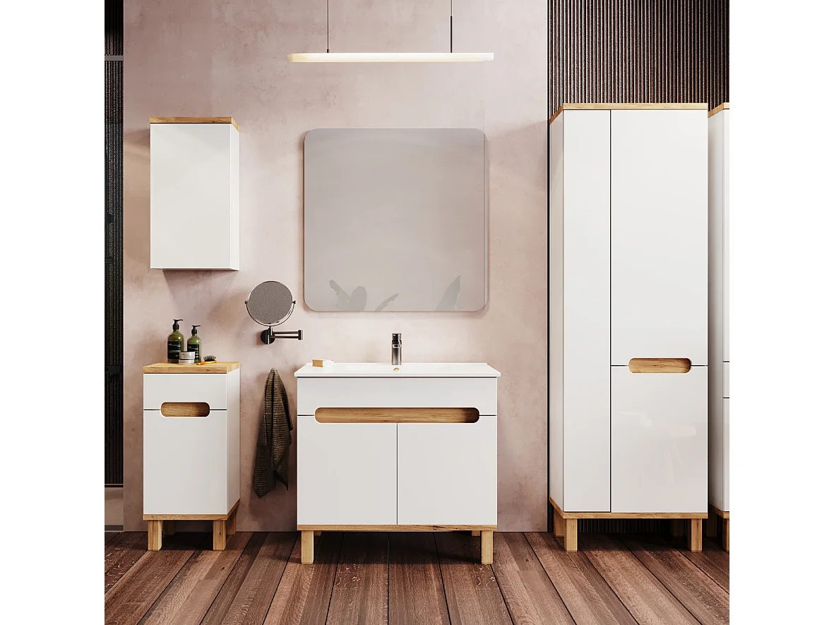 Hangende badkamerkast - 35 cm - wit hoogglans - OVO