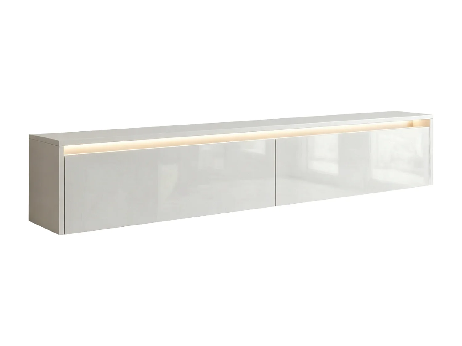 Modernes tv-lowboard - 170 cm - weiß hochglanz - led-beleuchtung - LUMI