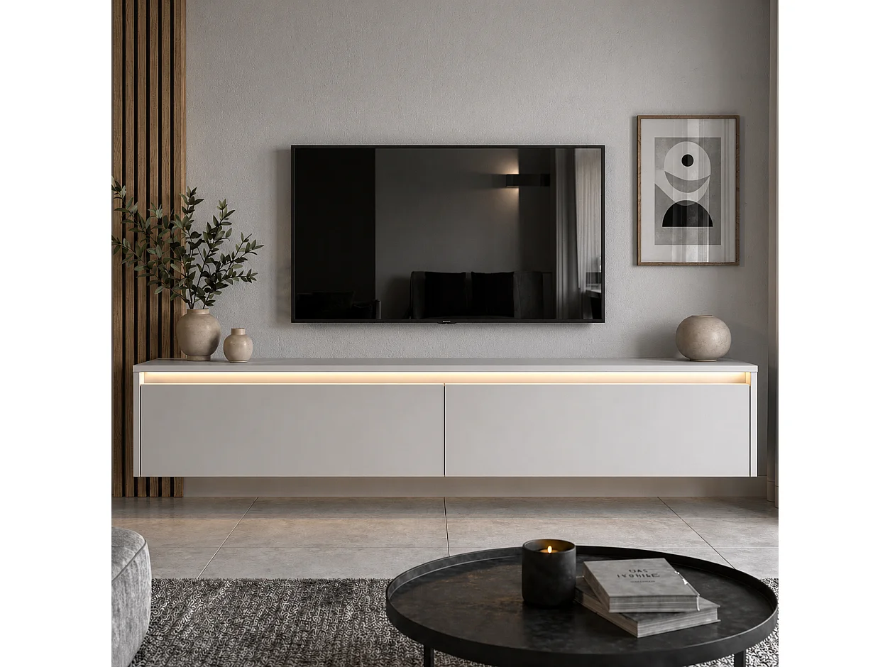 Modernes tv-lowboard - 170 cm - kaschmir matt - led-beleuchtung - LUMI