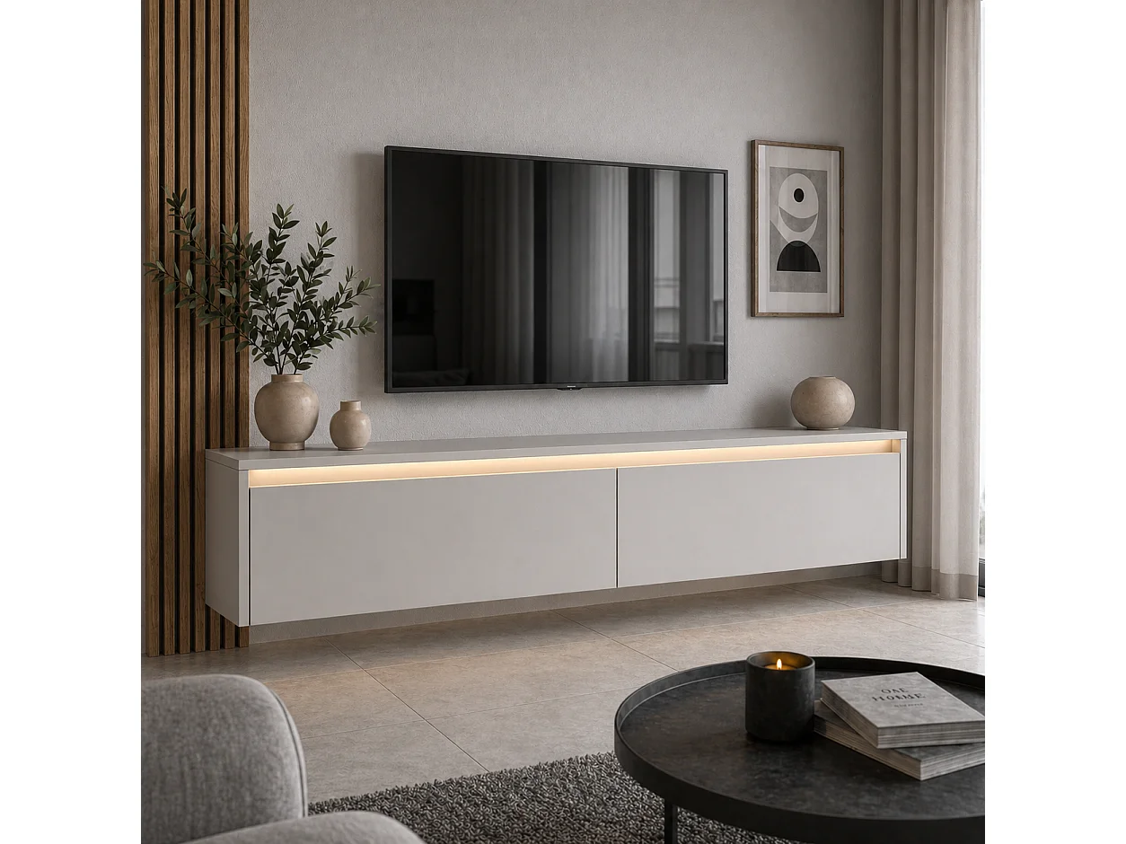 Modernes tv-lowboard - 170 cm - kaschmir matt - led-beleuchtung - LUMI