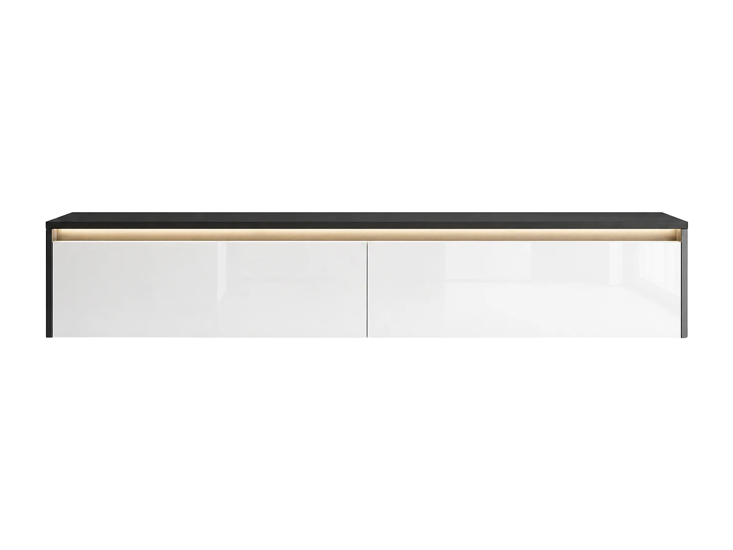 Modernes tv-lowboard - 170 cm - schwarz / weiß hochglanz - led-beleuchtung - LUMI