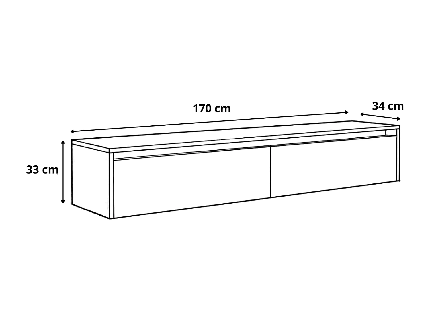 Modernes tv-lowboard - 170 cm - eiche artisan / schwarz hochglanz - led-beleuchtung - LUMI