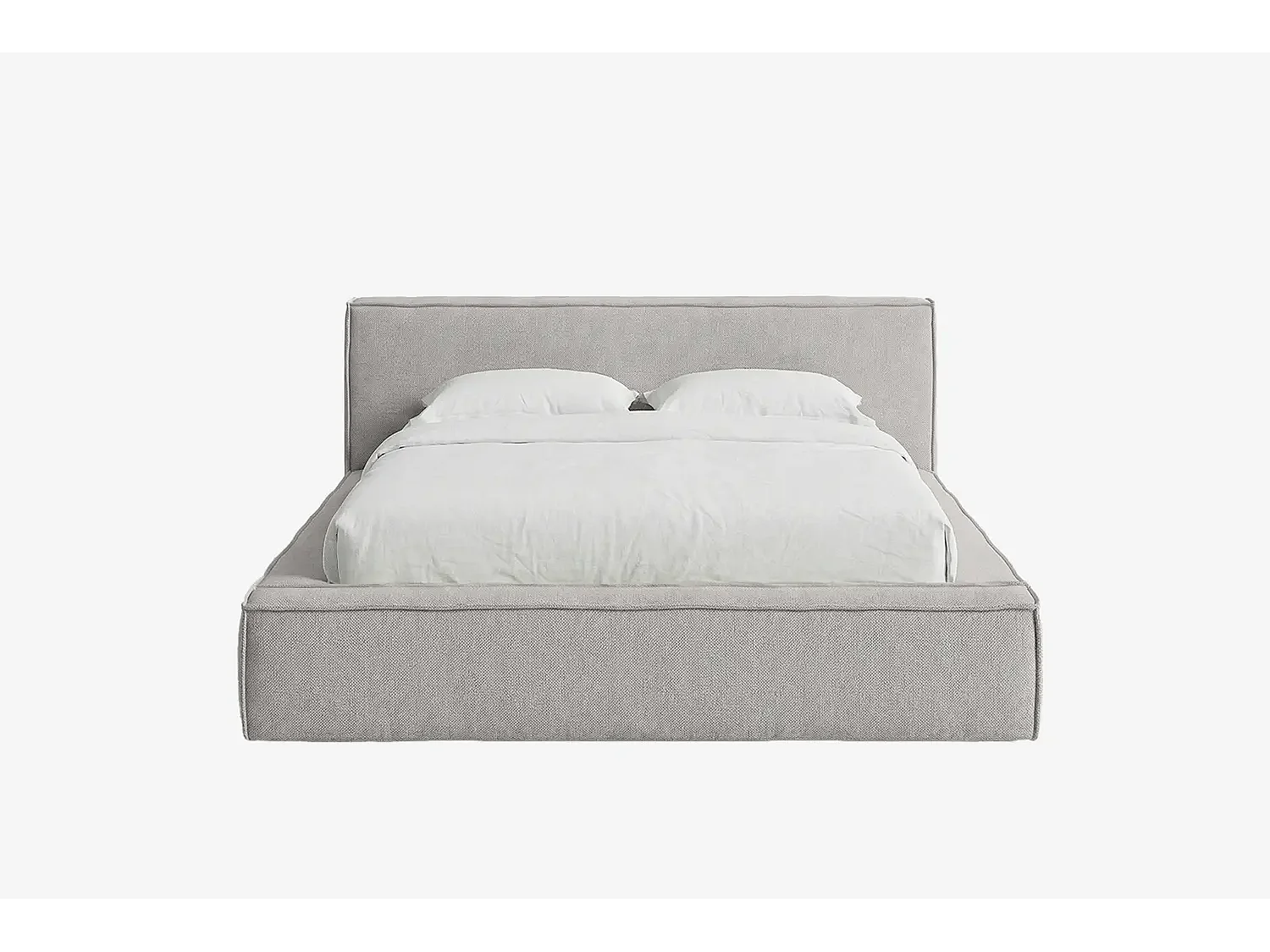 Lit capitonné MNUUO BUUN avec coffre de rangement, gris clair, 160 x 200 cm, sommier à lattes en bois relevable