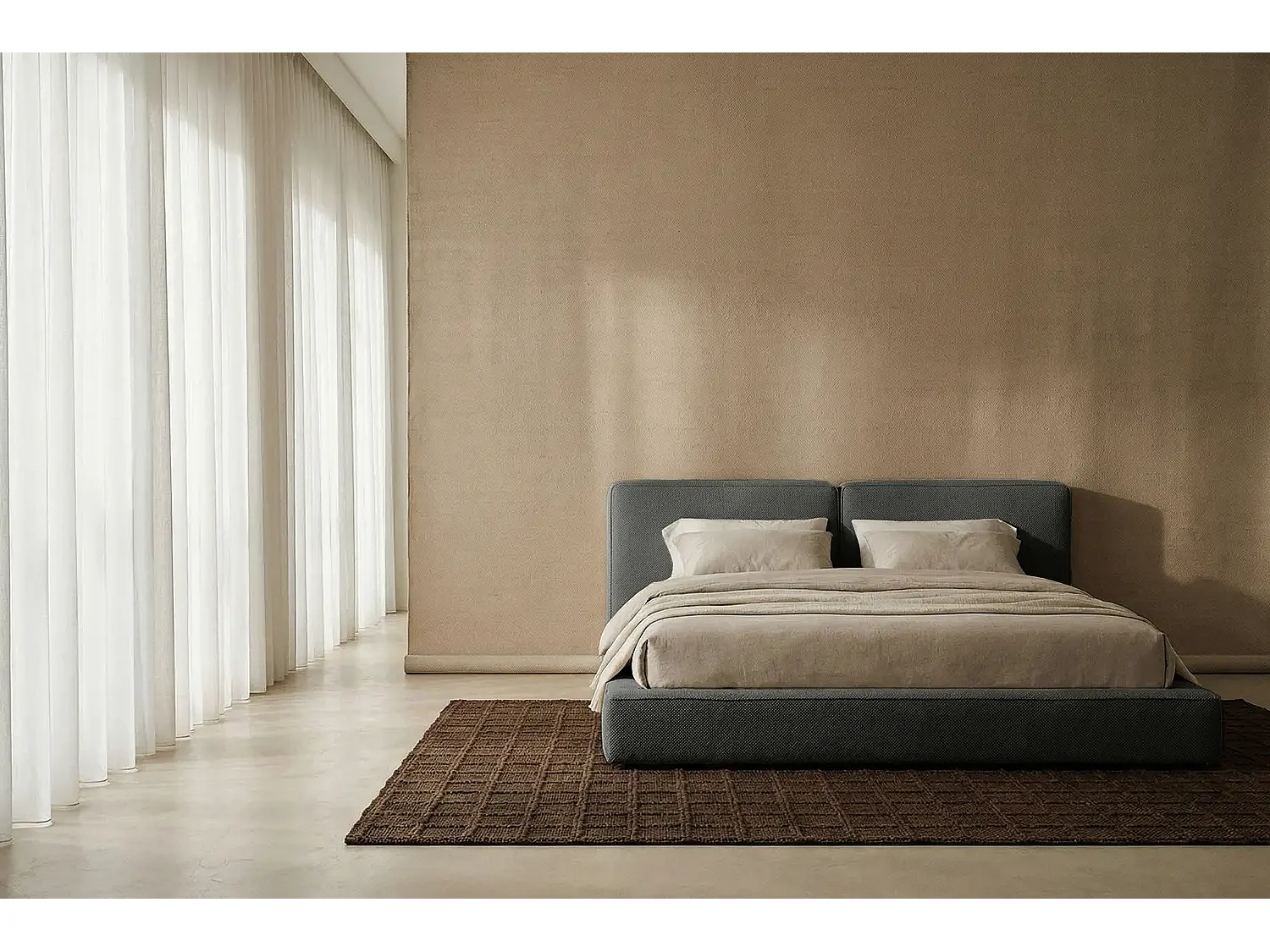 Lit capitonné MNUUO NEENO BASE gris foncé 200 x 200 cm