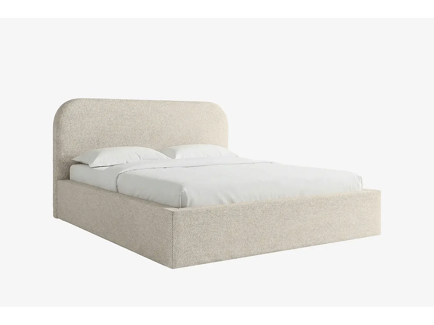 Lit capitonné MNUUO HOREO avec coffre de rangement, beige, 200 x 200 cm, sommier à lattes en bois relevable