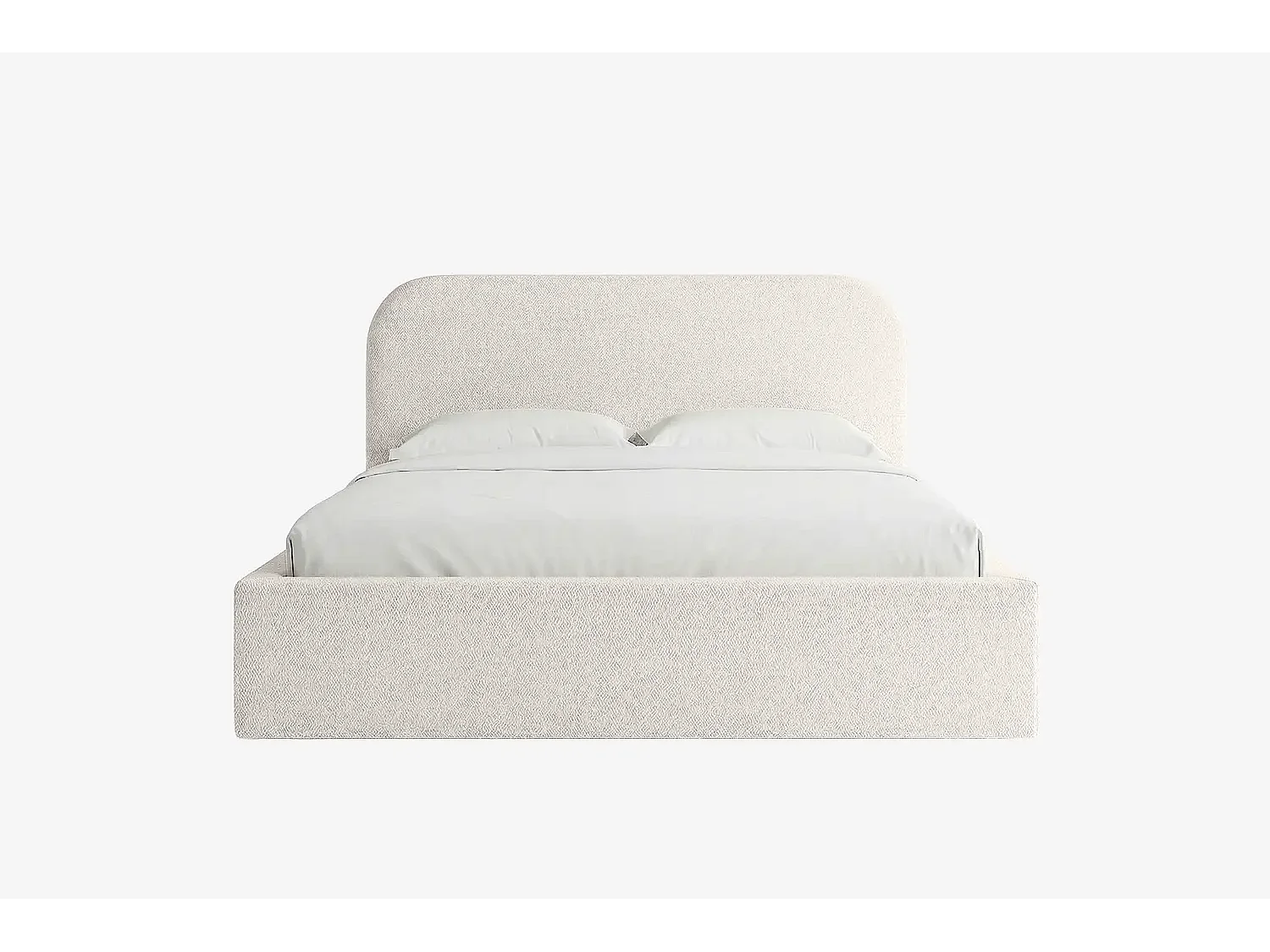 Lit capitonné MNUUO HOREO avec coffre de rangement, crème, 180 x 200 cm, sommier à lattes en bois relevable