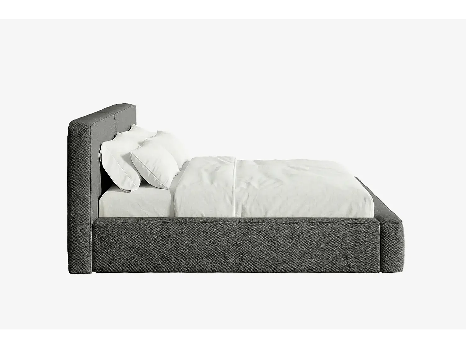 Lit capitonné MNUUO NEENO avec coffre de rangement, gris foncé, 180 x 200 cm, sommier à lattes en bois relevable