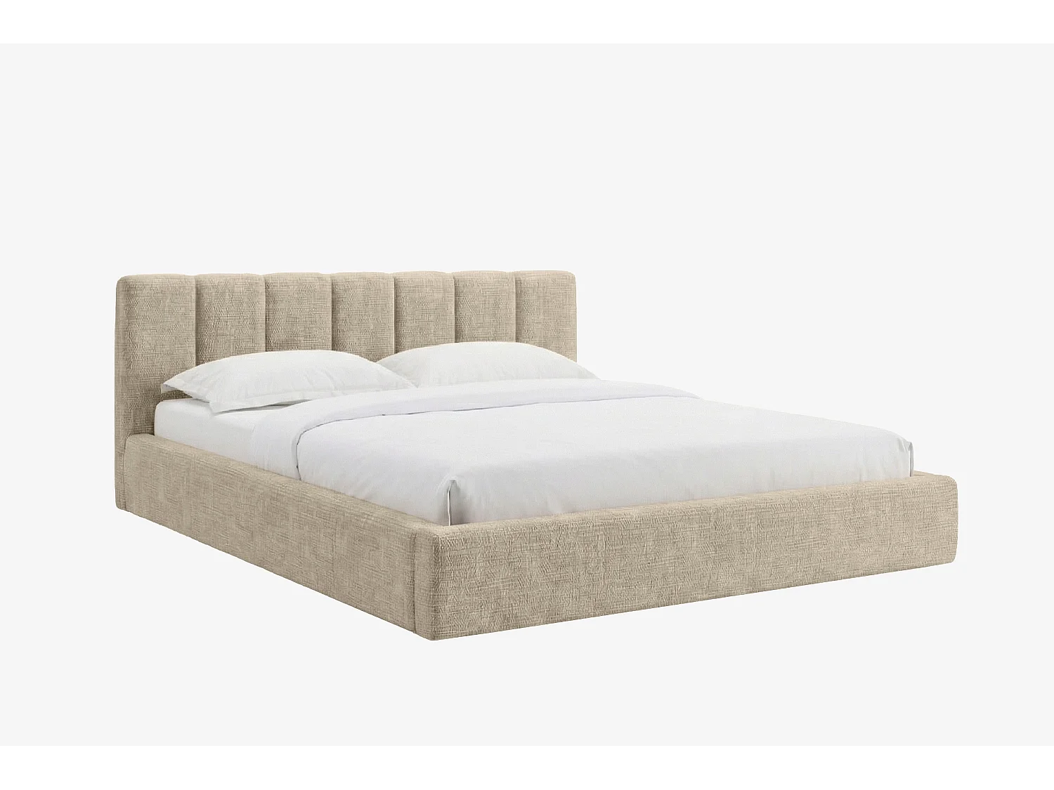 MNUUO Gestoffeerd bed RENZY met opbergbox, beige, 140 x 200 cm, opklapbare lattenbodem