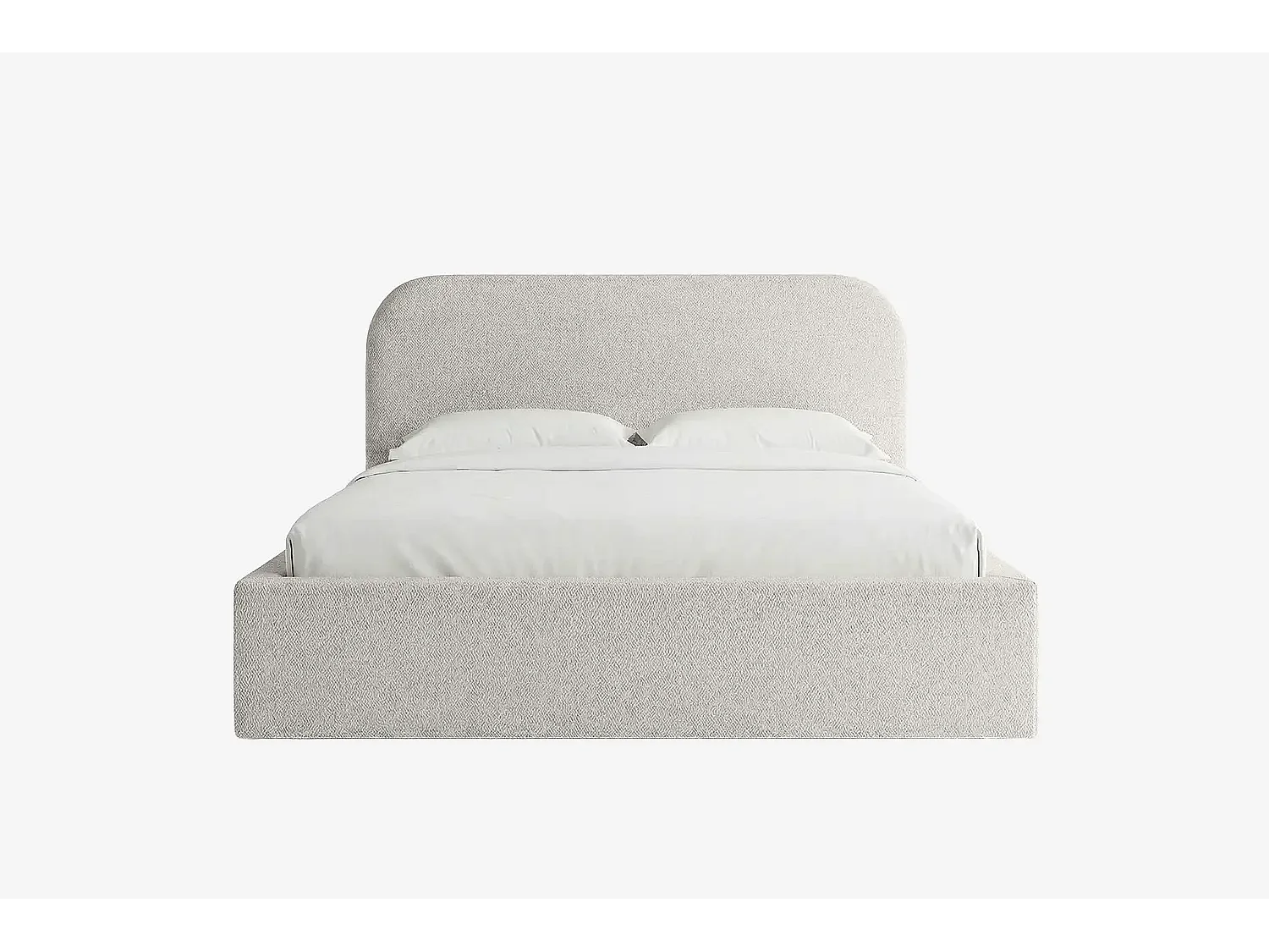 Lit capitonné MNUUO HOREO avec coffre de rangement, gris clair, 200 x 200 cm, sommier à lattes en bois relevable