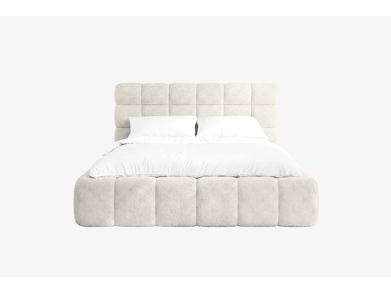 Lit capitonné MNUUO CHOCCO avec coffre de rangement, crème, 180 x 200 cm, sommier à lattes en bois relevable