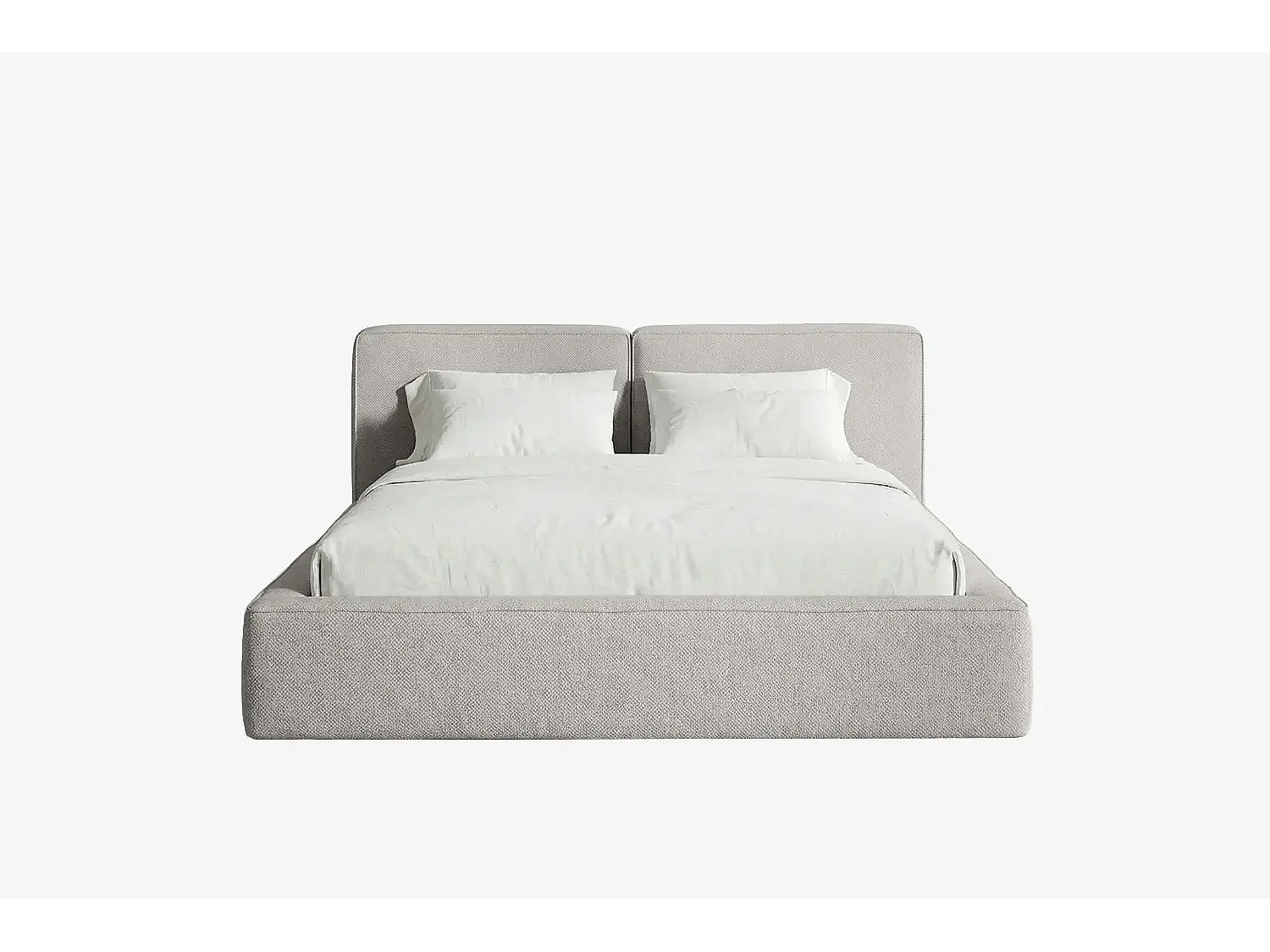 Lit capitonné MNUUO NEENO avec coffre de rangement, gris clair, 160 x 200 cm, sommier à lattes en bois relevable