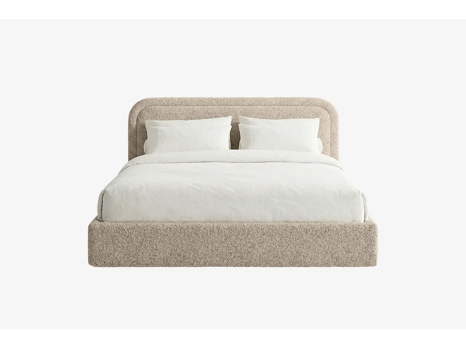 Lit capitonné MNUUO AMBEO avec coffre de rangement Taupe 180 x 200 cm, sommier à lattes en bois relevable