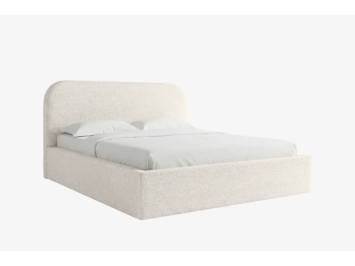 Lit capitonné MNUUO HOREO avec coffre de rangement, couleur crème, 160 x 200 cm, sommier à lattes en bois relevable