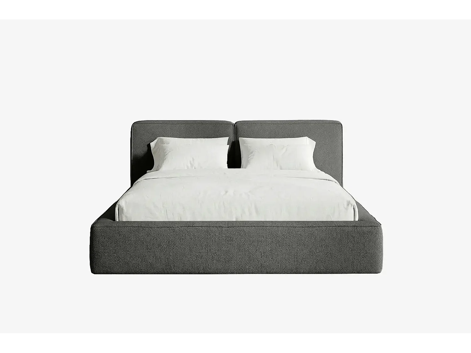 Lit capitonné MNUUO NEENO avec coffre de rangement, gris foncé, 160 x 200 cm, sommier à lattes en bois relevable