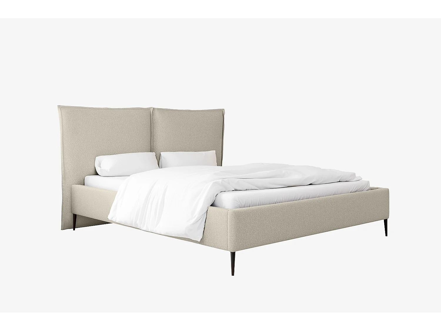 Lit capitonné MNUUO MEVOO avec coffre de rangement, beige, 120 x 200 cm, sommier à lattes en bois relevable