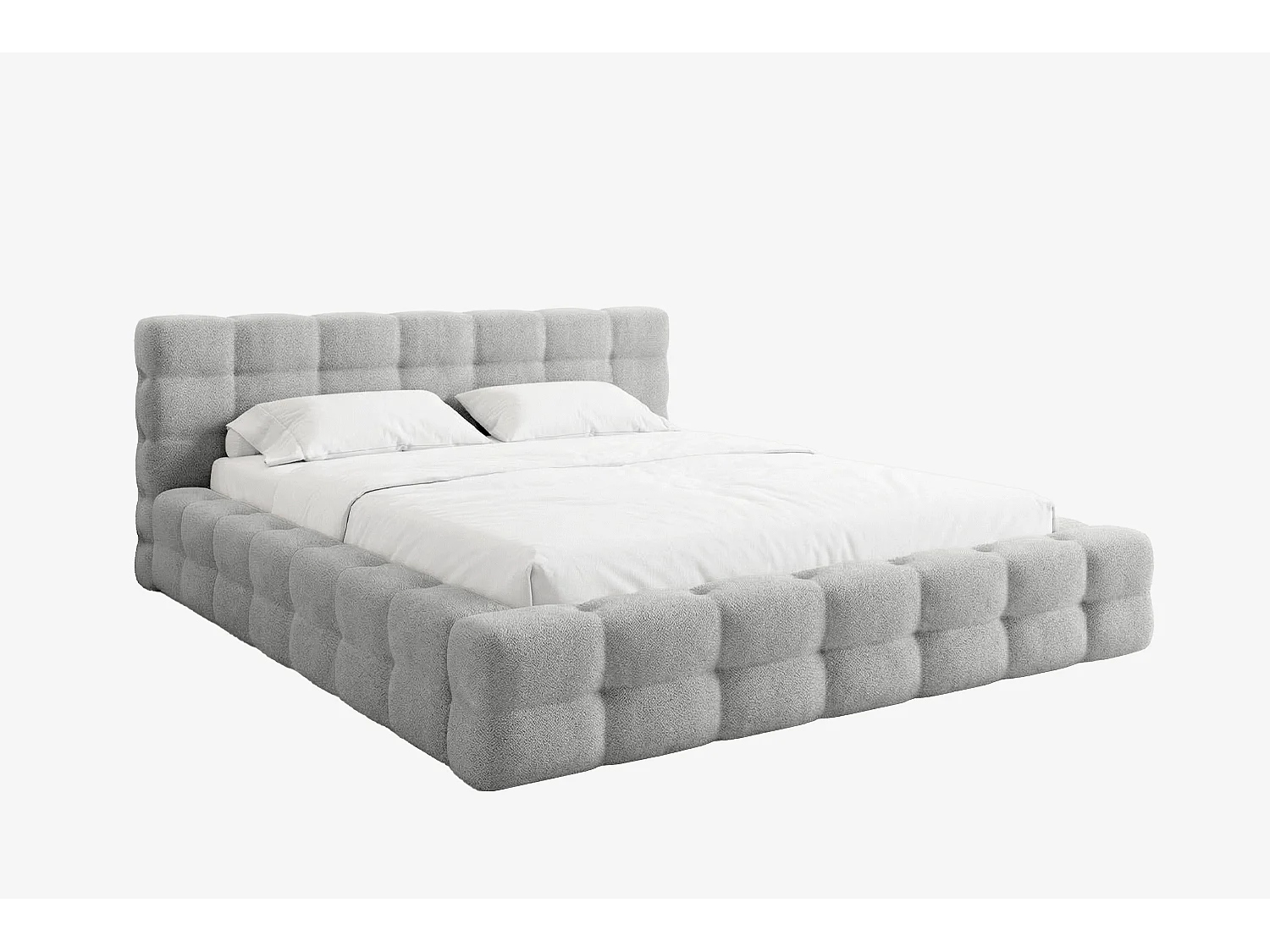MNUUO gestoffeerd bed KAIO met opbergbox, lichtgrijs, 140 x 200 cm, opklapbare lattenbodem