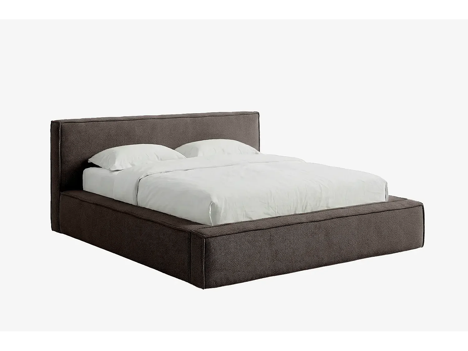 Lit capitonné MNUUO BUUN avec coffre de rangement, marron, 160 x 200 cm, sommier à lattes en bois relevable