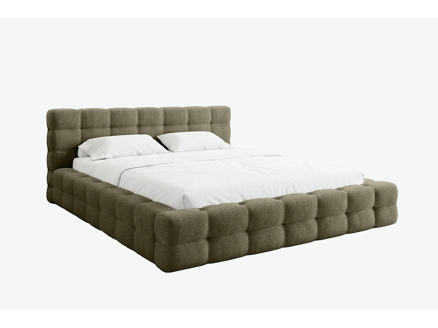 MNUUO Gestoffeerd bed KAIO met opbergbox, groen, 160 x 200 cm, opklapbare lattenbodem