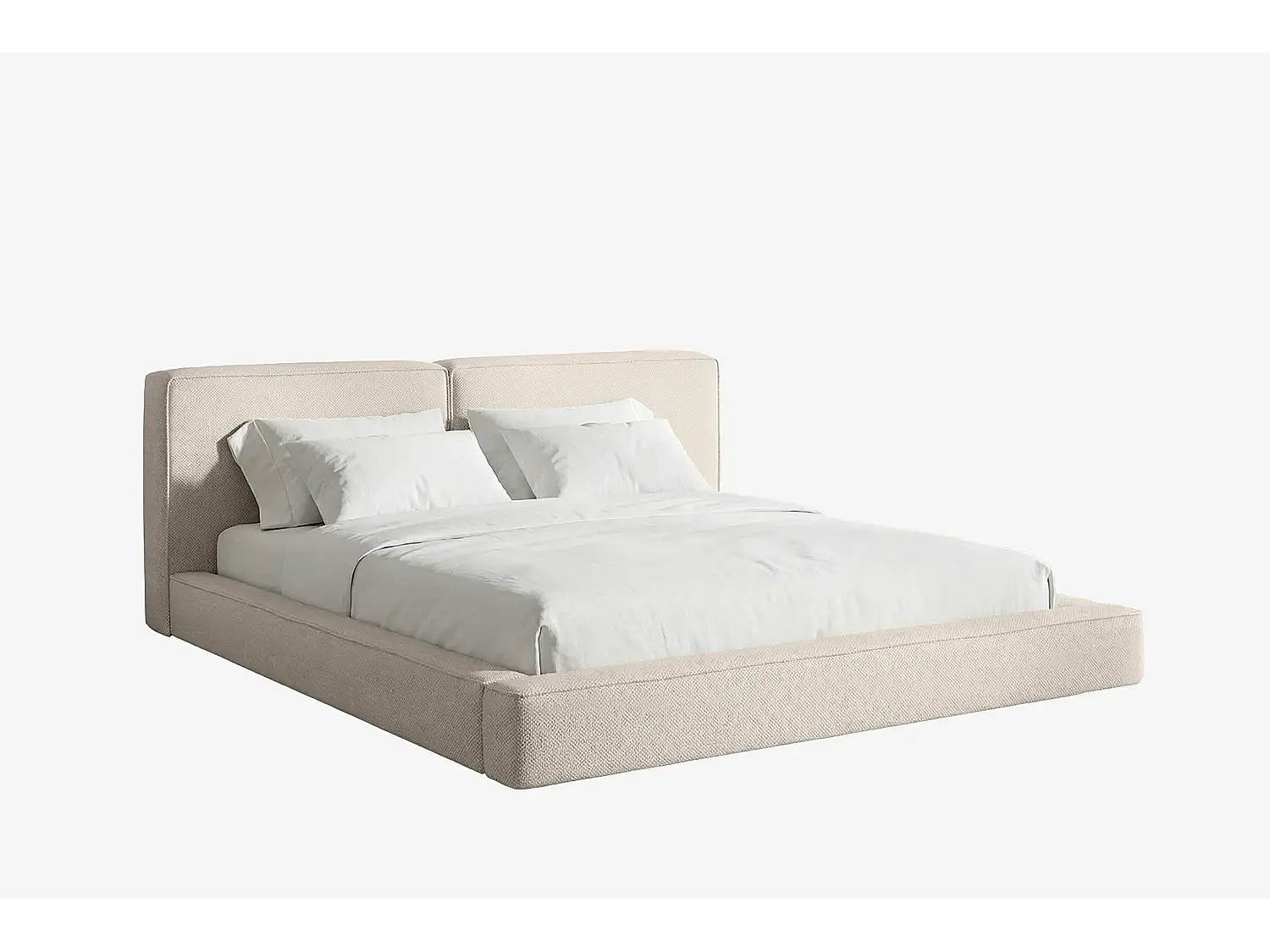 MNUUO lit capitonné NEENO BASE beige 180 x 200 cm