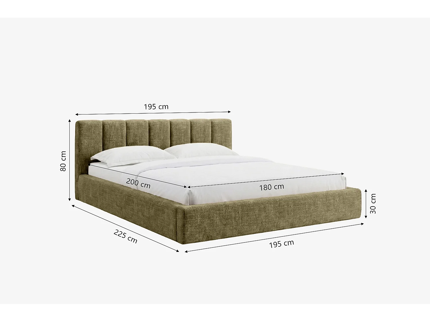 MNUUO gestoffeerd bed RENZY met opbergbox, limoengroen, 180 x 200 cm, opklapbare lattenbodem