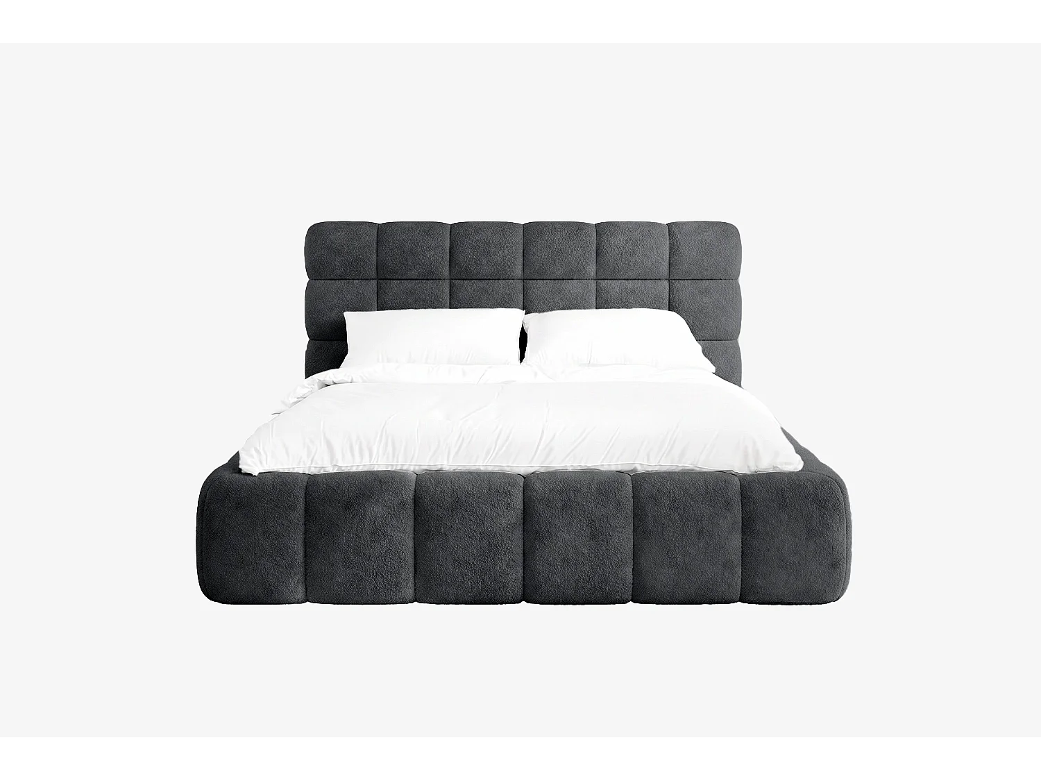 Lit capitonné MNUUO CHOCCO avec coffre de rangement, gris foncé, 180 x 200 cm, sommier à lattes en bois relevable