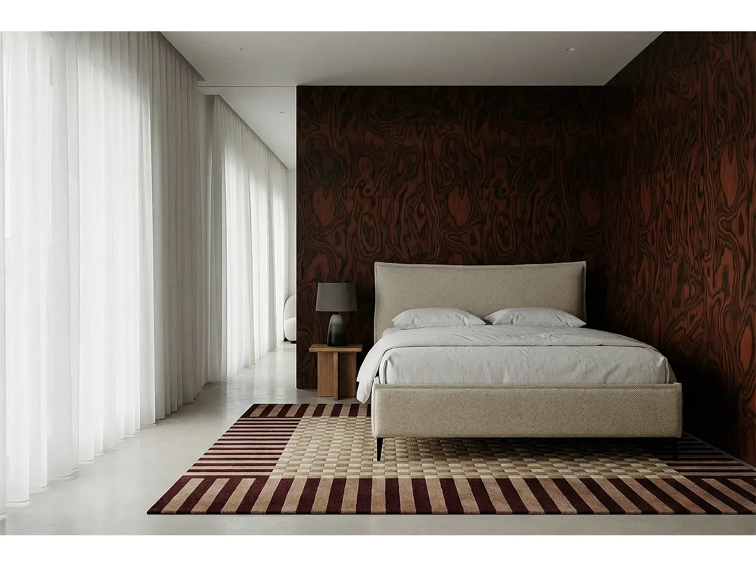 Lit capitonné MNUUO CELLEO avec coffre de rangement, beige, 160 x 200 cm, sommier à lattes en bois relevable