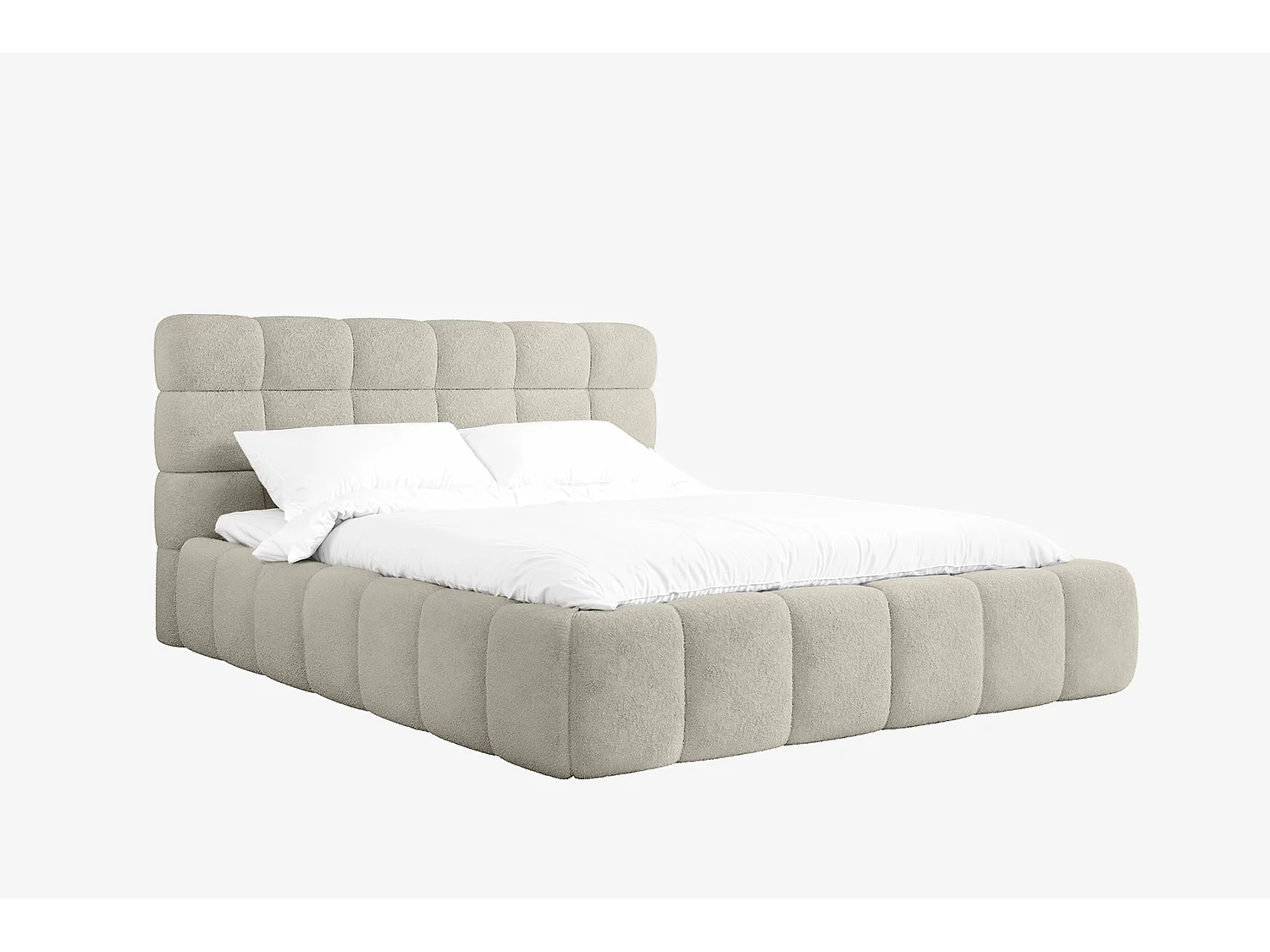 Lit capitonné MNUUO CHOCCO avec coffre de rangement, beige, 140 x 200 cm, sommier à lattes en bois relevable