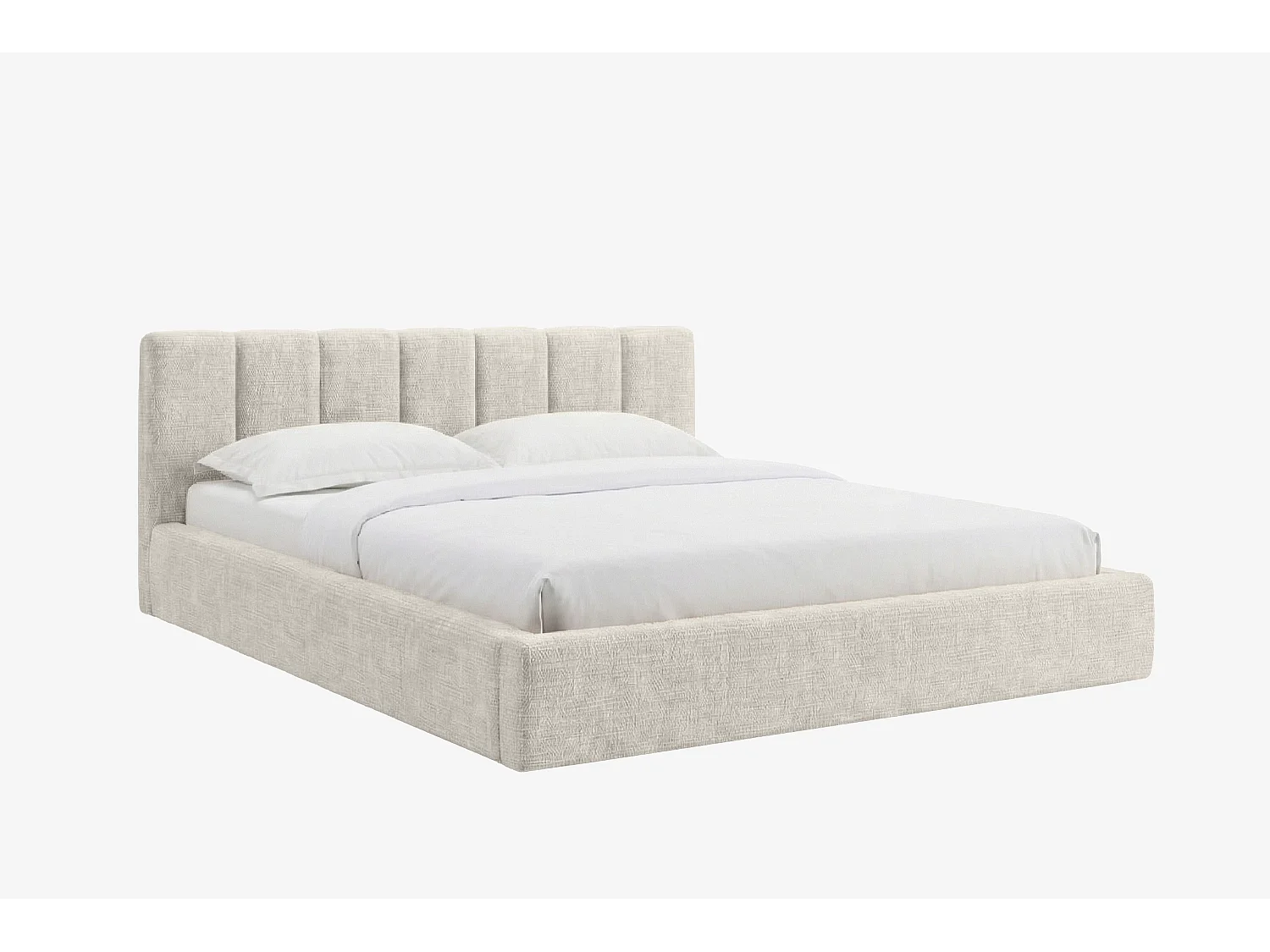 MNUUO Gestoffeerd bed RENZY met opbergbox, crème, 120 x 200 cm, opklapbare lattenbodem