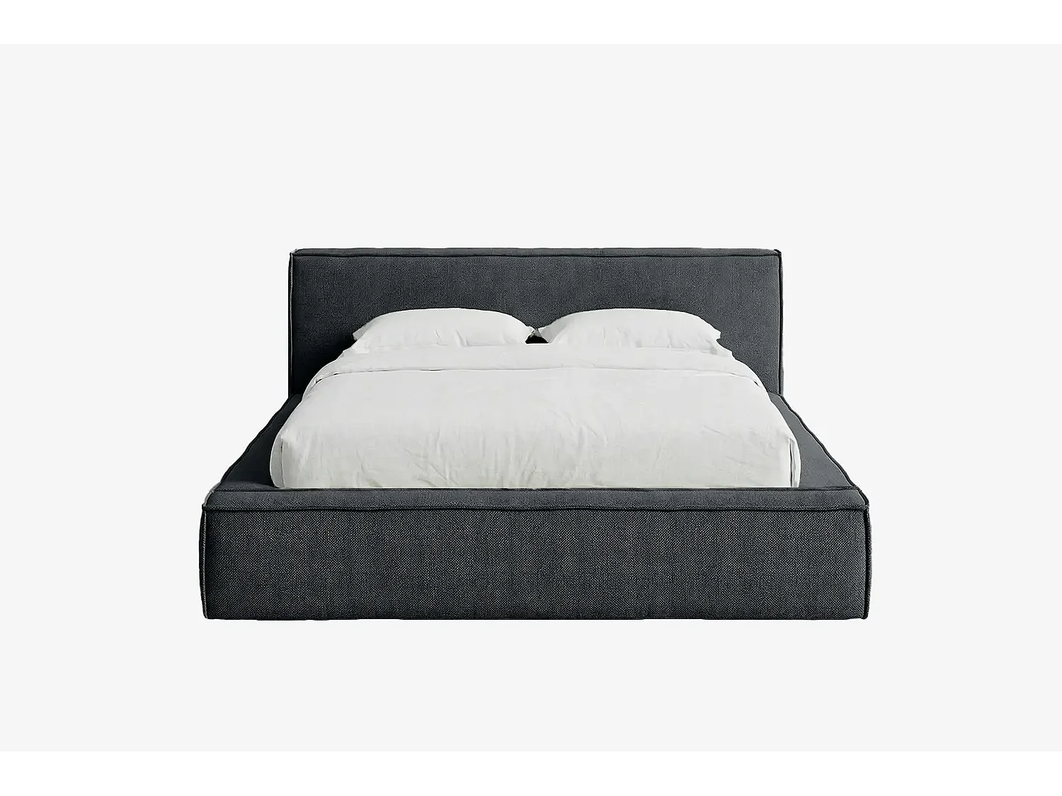Lit capitonné MNUUO BUUN avec coffre de rangement, gris foncé, 140 x 200 cm, sommier à lattes en bois relevable