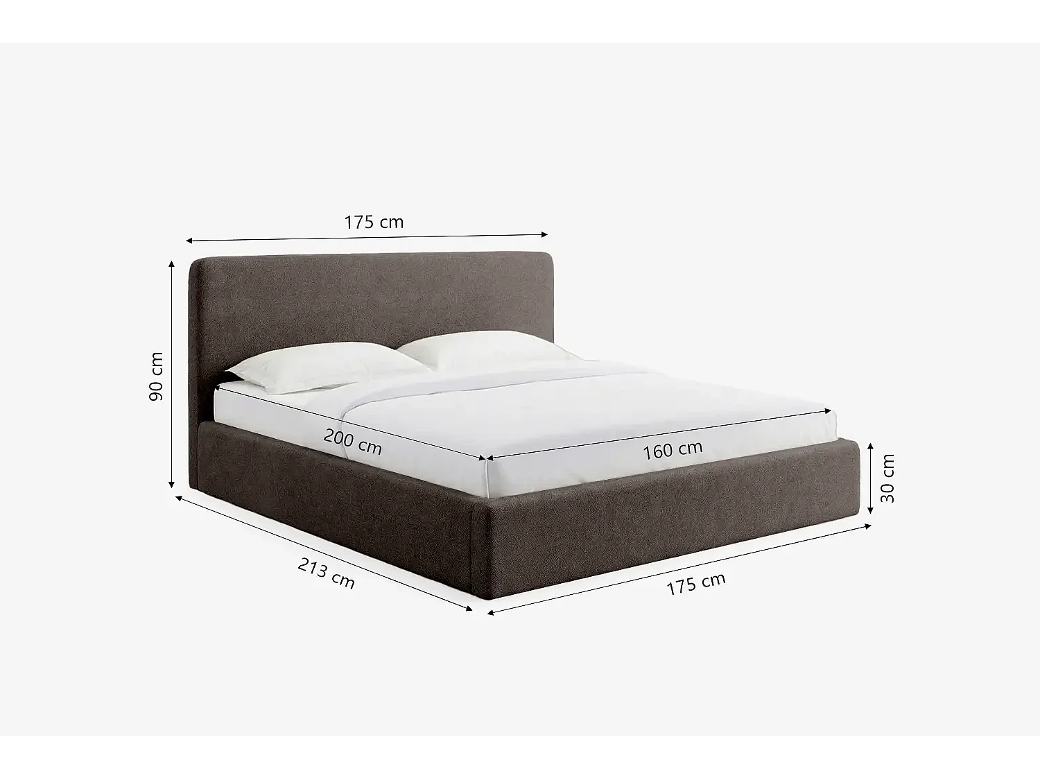Lit capitonné MNUUO ROOZA avec coffre de rangement, marron, 160 x 200 cm, sommier à lattes en bois relevable