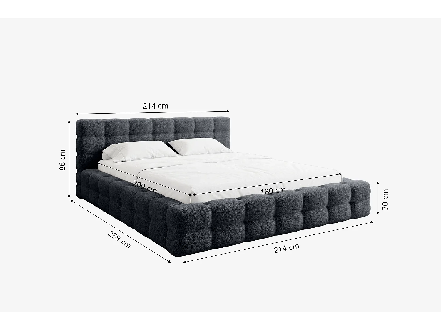 MNUUO Gestoffeerd bed KAIO met opbergbox, blauw, 180 x 200 cm, opklapbare lattenbodem