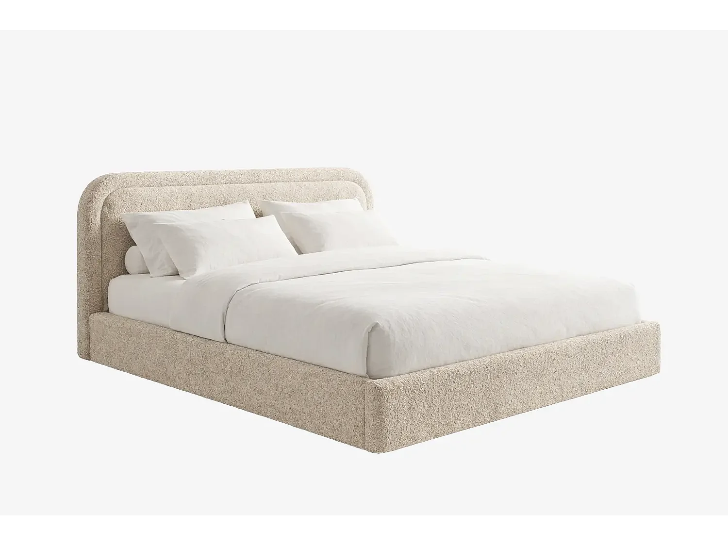 MNUUO Polsterbett AMBEO mit Bettkasten Beige 200 x 200 cm Hebbarer Holz-Lattenrost
