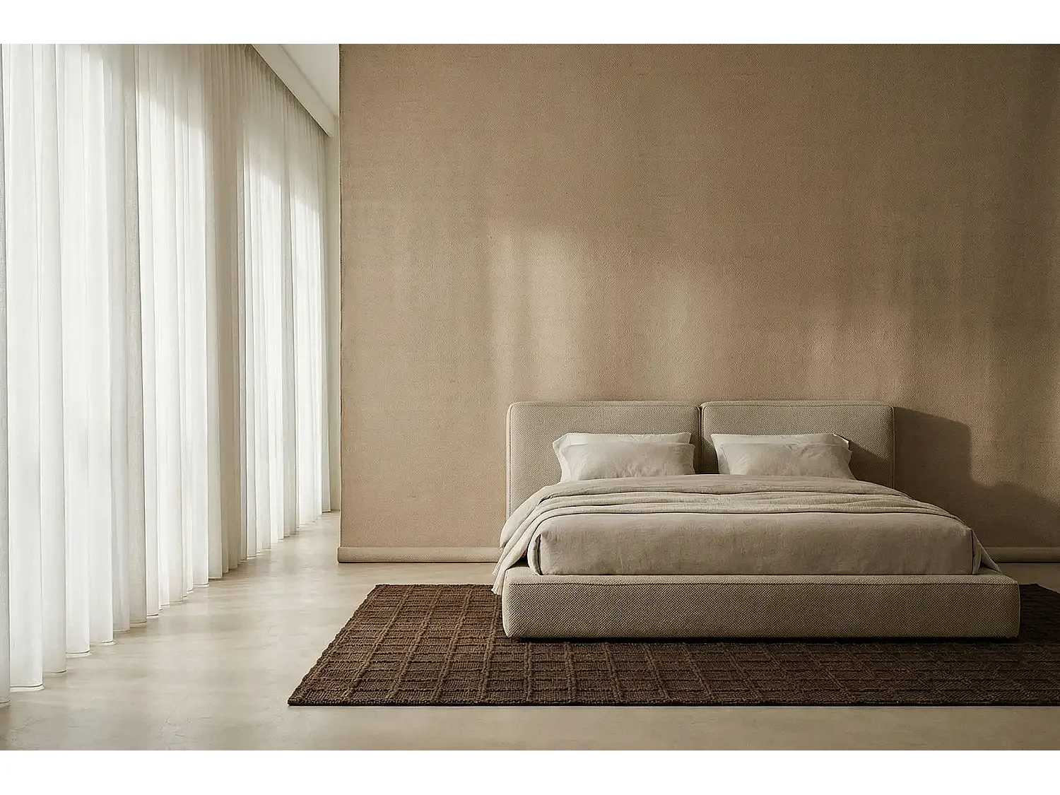 MNUUO lit capitonné NEENO BASE taupe 160 x 200 cm