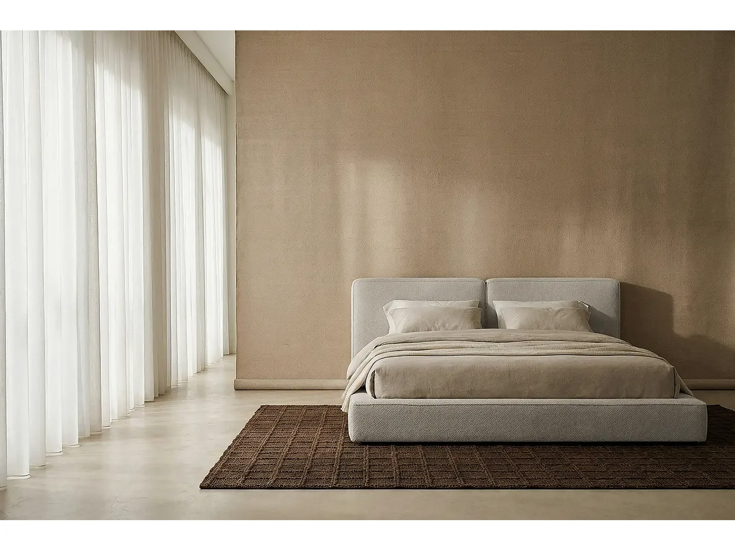 Lit capitonné MNUUO NEENO BASE gris clair 140 x 200 cm