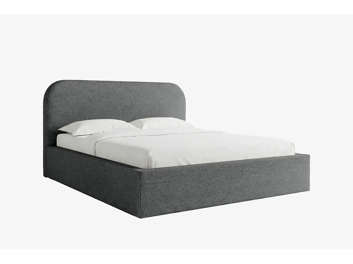 Lit capitonné MNUUO HOREO avec coffre de rangement, gris foncé, 180 x 200 cm, sommier à lattes en bois relevable
