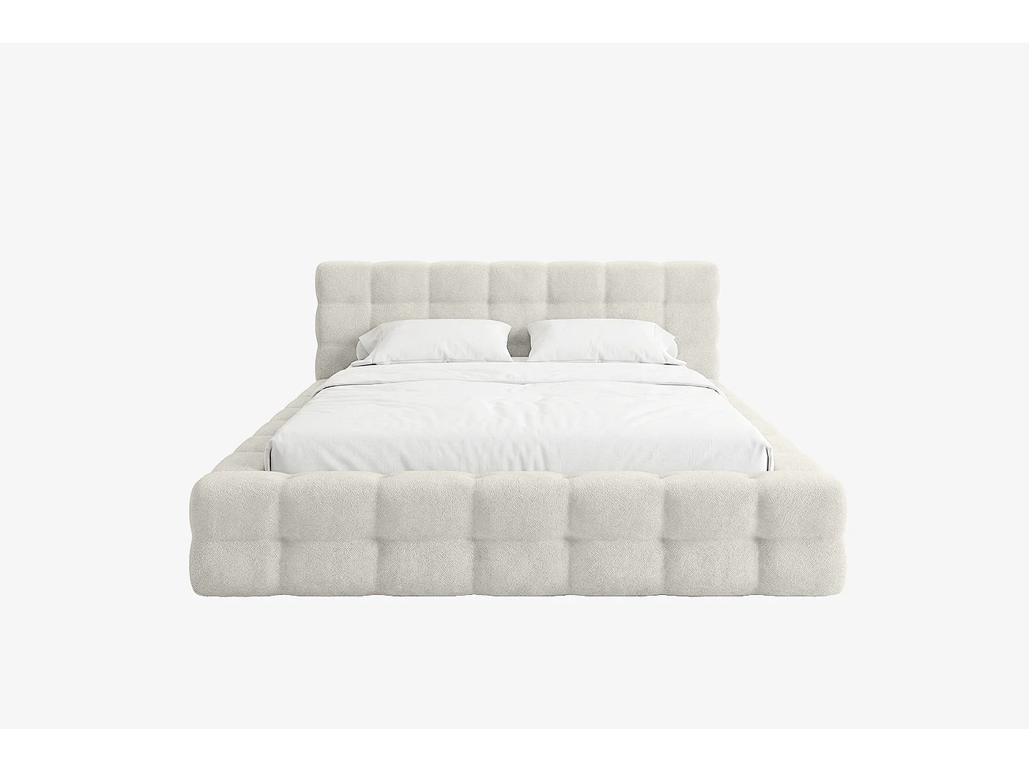 MNUUO Gestoffeerd bed KAIO met opbergbox, crème, 140 x 200 cm, opklapbare lattenbodem