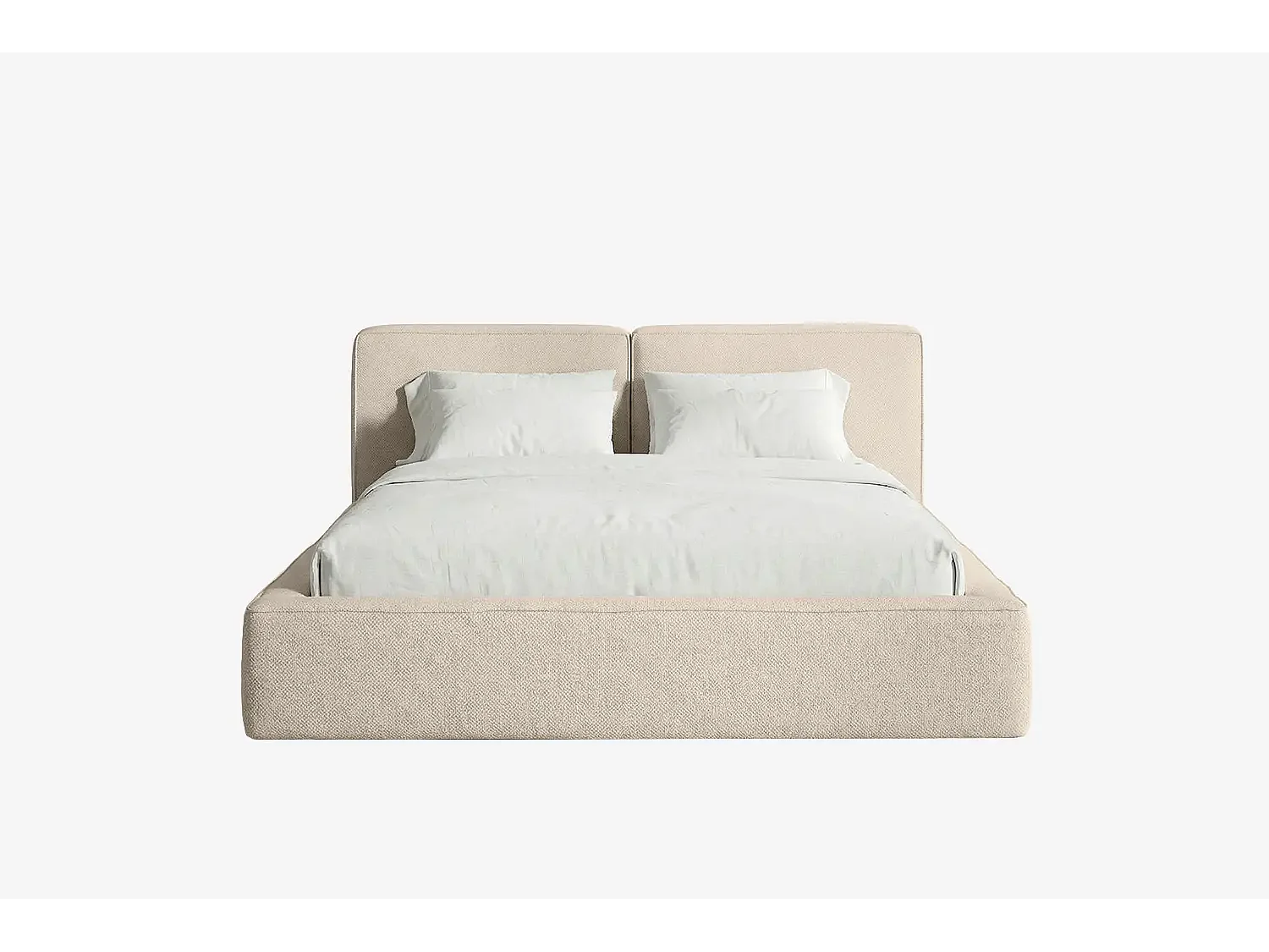 Lit capitonné MNUUO NEENO avec coffre de rangement, beige, 140 x 200 cm, sommier à lattes en bois relevable