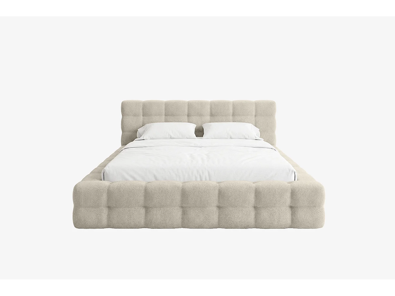 MNUUO Gestoffeerd bed KAIO met opbergbox, beige, 140 x 200 cm, opklapbare lattenbodem