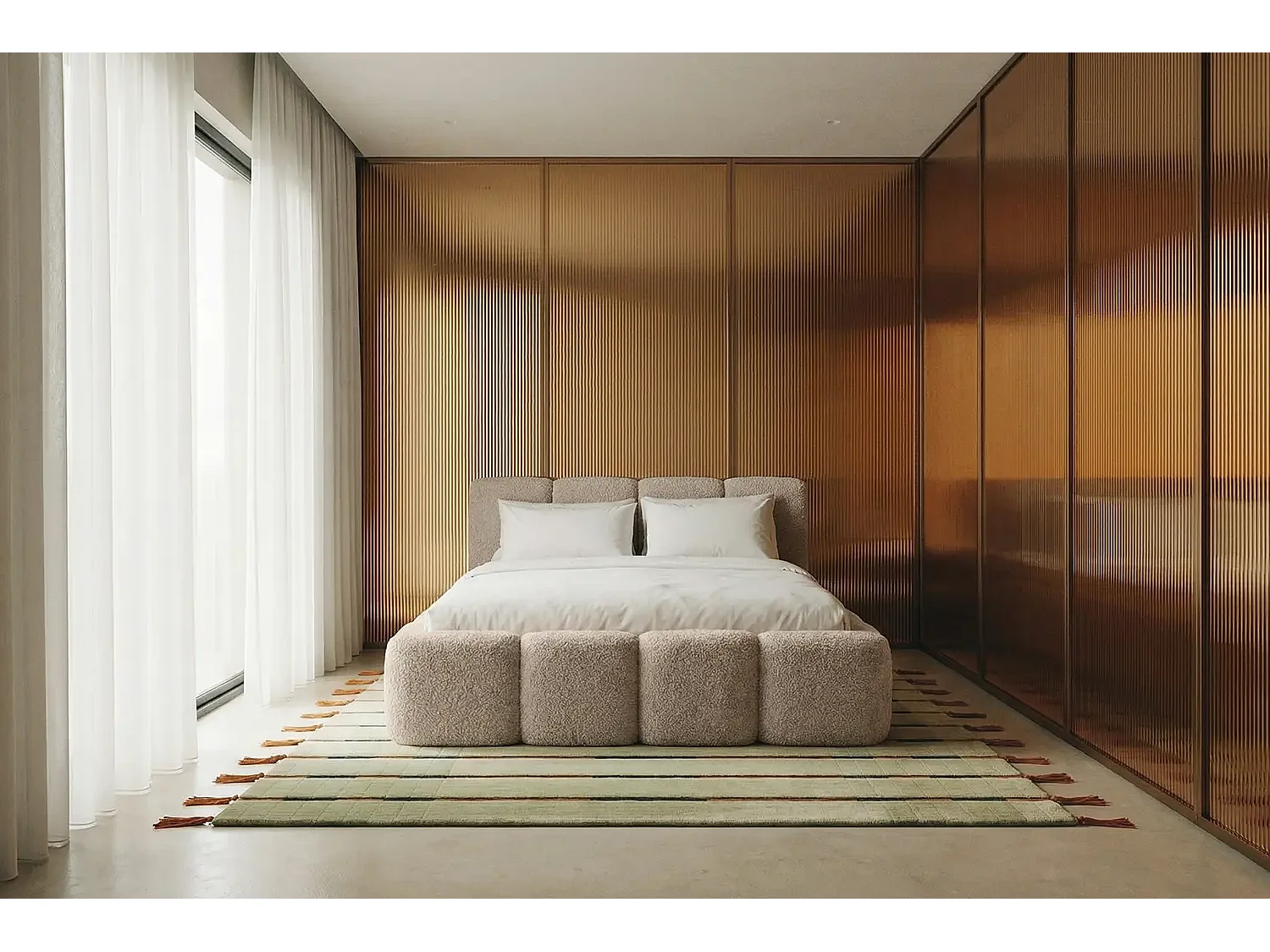 MNUUO Polsterbett MIOA LITE mit Bettkasten Beige 180 x 200 cm Hebbarer Holz-Lattenrost