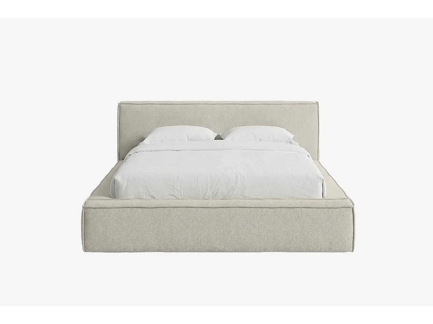 Lit capitonné MNUUO BUUN avec coffre de rangement, couleur crème, 160 x 200 cm, sommier à lattes en bois relevable
