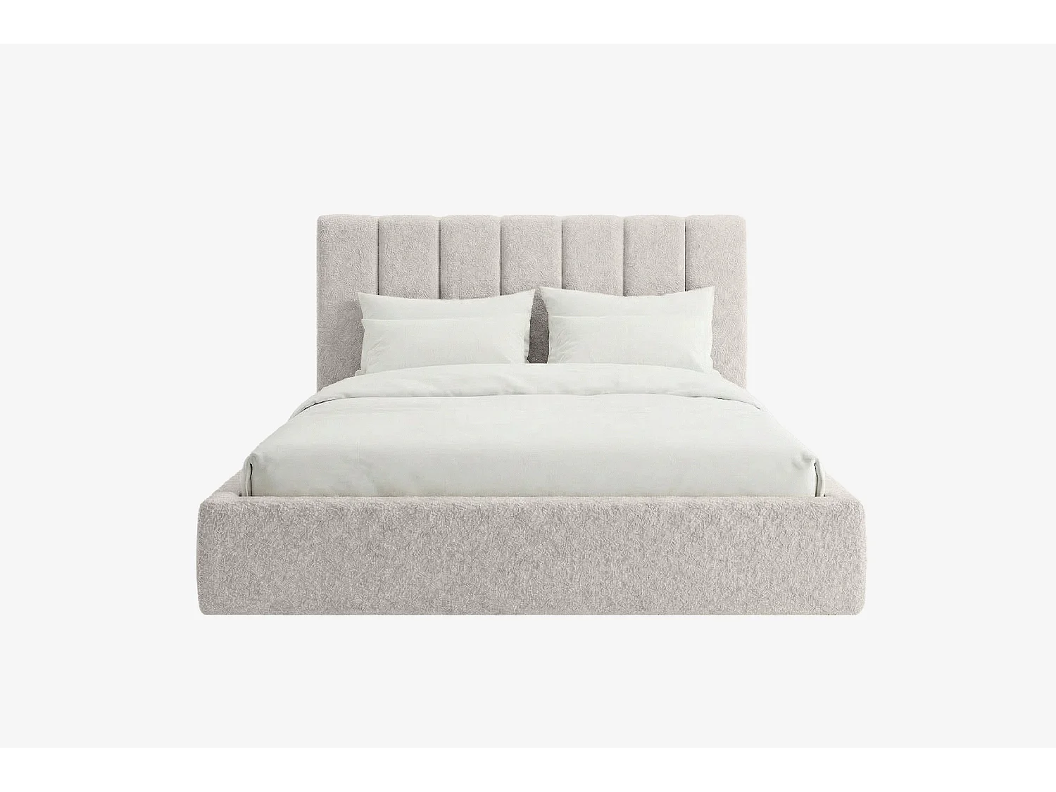 Lit capitonné MNUUO FELAA avec coffre de rangement, gris clair, 180 x 200 cm, sommier à lattes en bois relevable