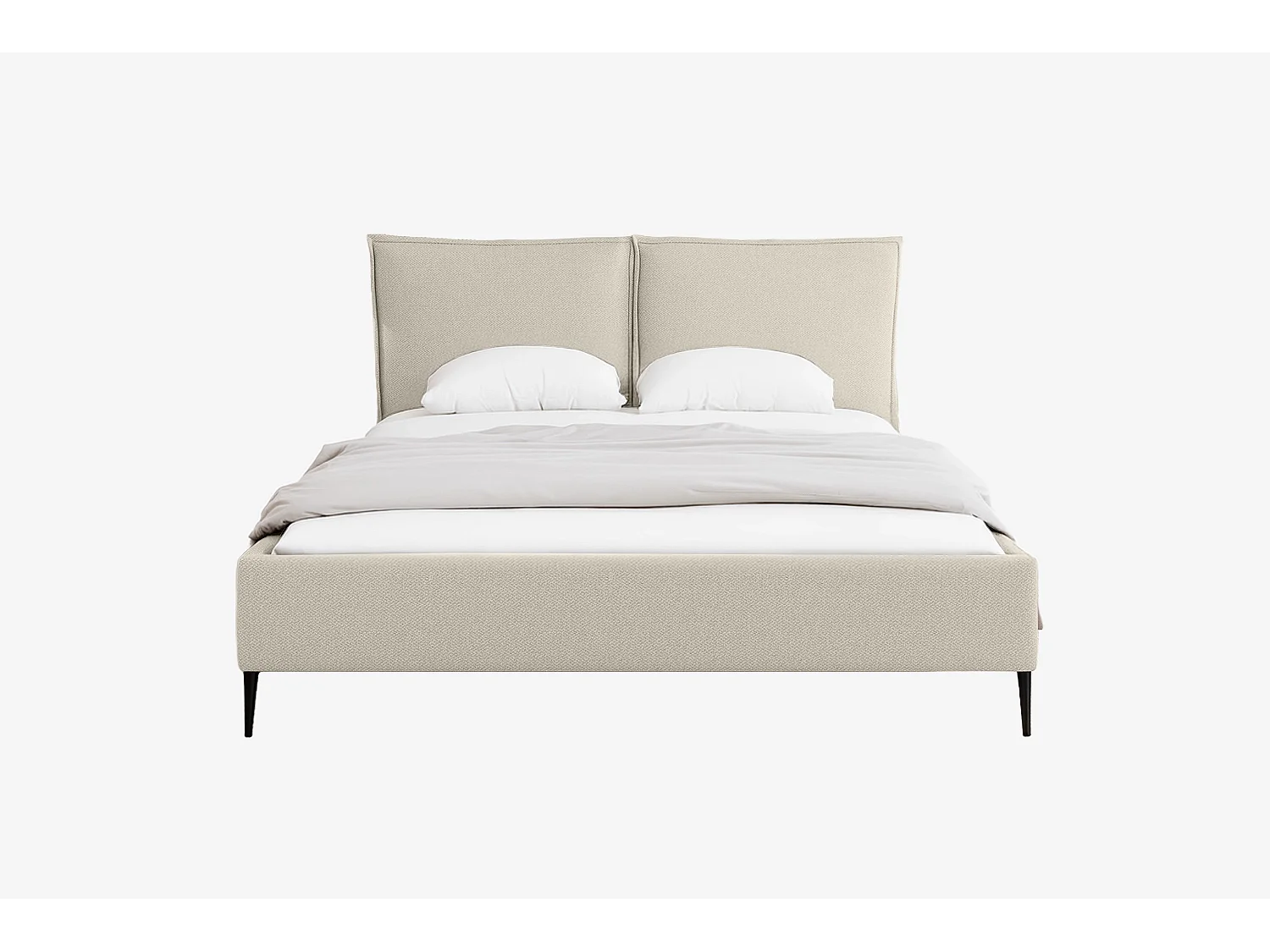 Lit capitonné MNUUO MEVOO avec coffre de rangement, beige, 160 x 200 cm, sommier à lattes en bois relevable