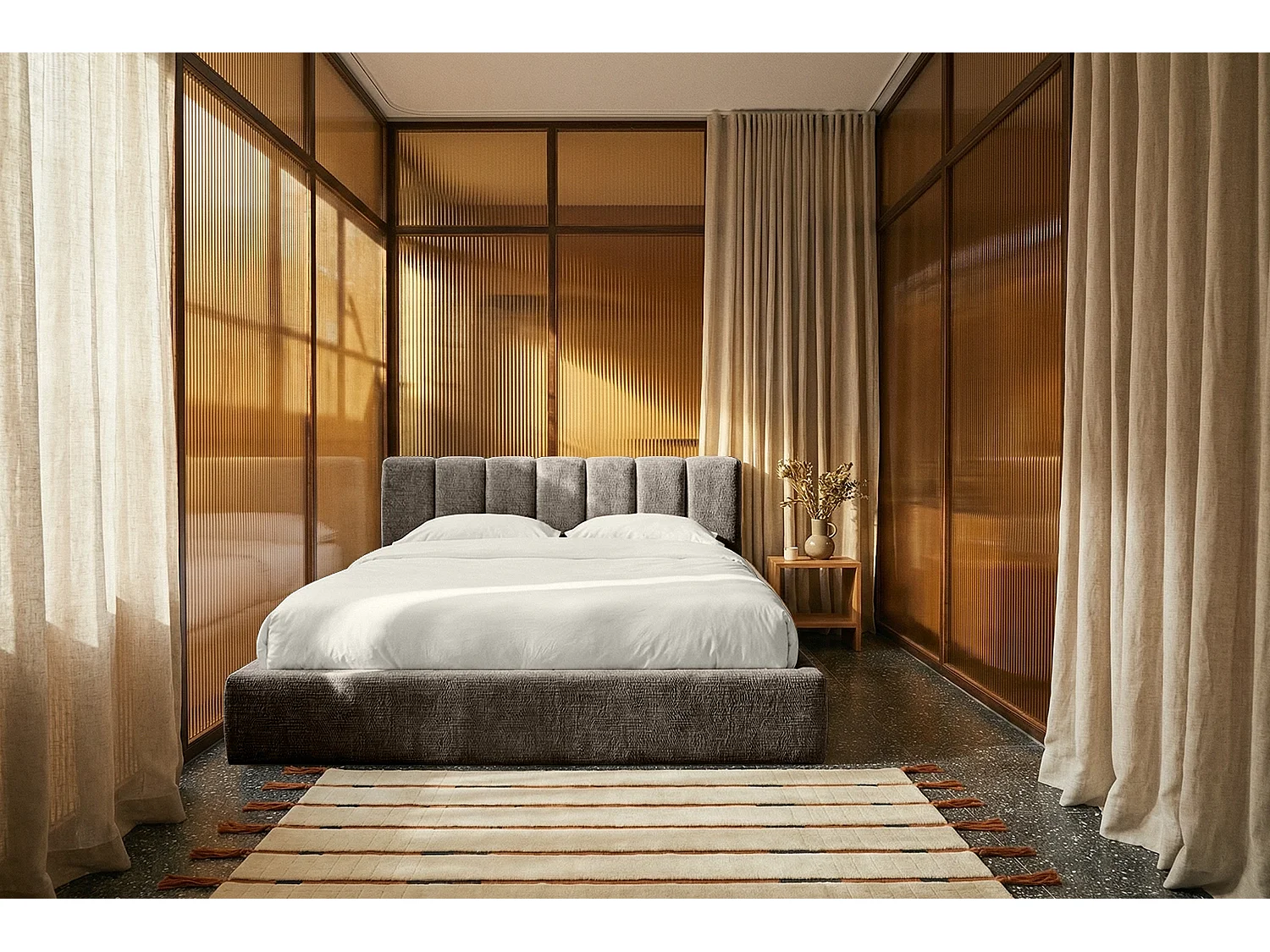 MNUUO Gestoffeerd Bed RENZY met Opbergbox Grijs 200 x 200 cm Opklapbare Houten Lattenbodem