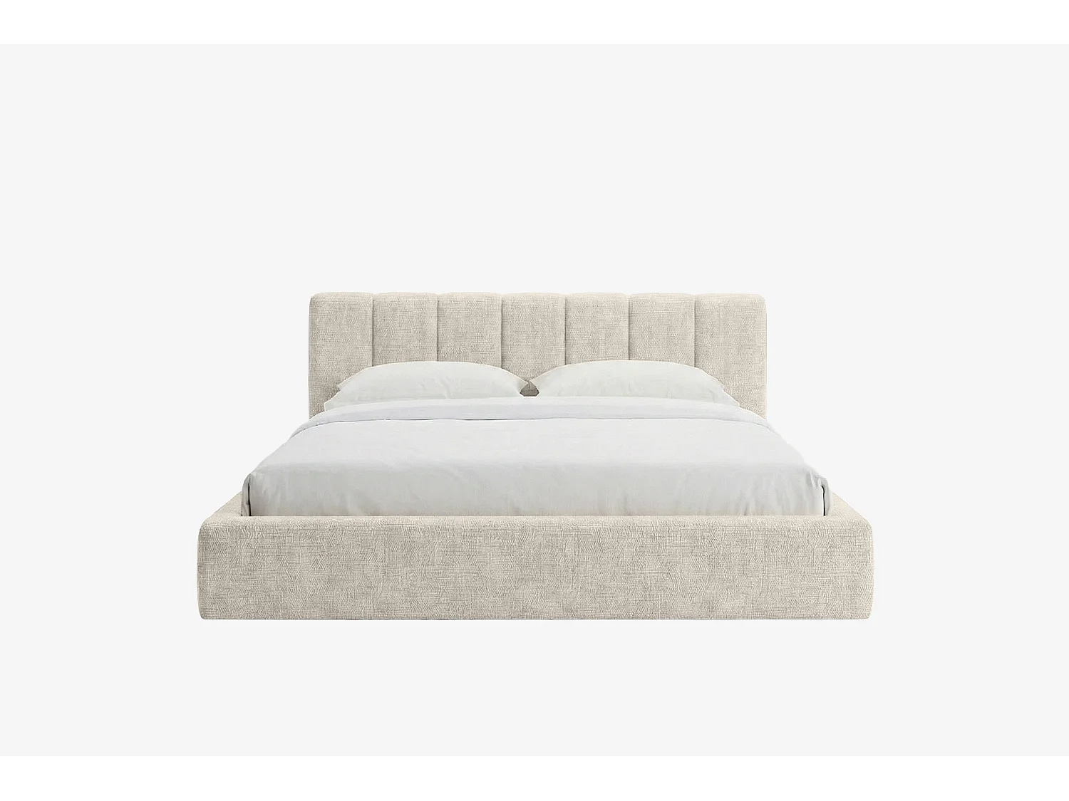 MNUUO Gestoffeerd bed RENZY met opbergbox, crème, 140 x 200 cm, opklapbare lattenbodem