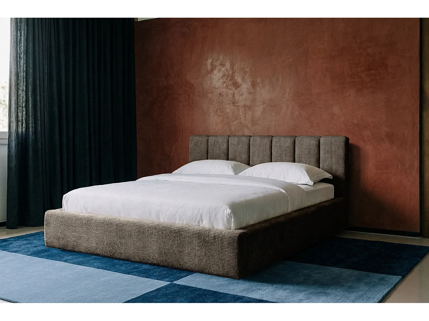 MNUUO Gestoffeerd bed RENZY met opbergbox, grijs, 160 x 200 cm, opklapbare lattenbodem