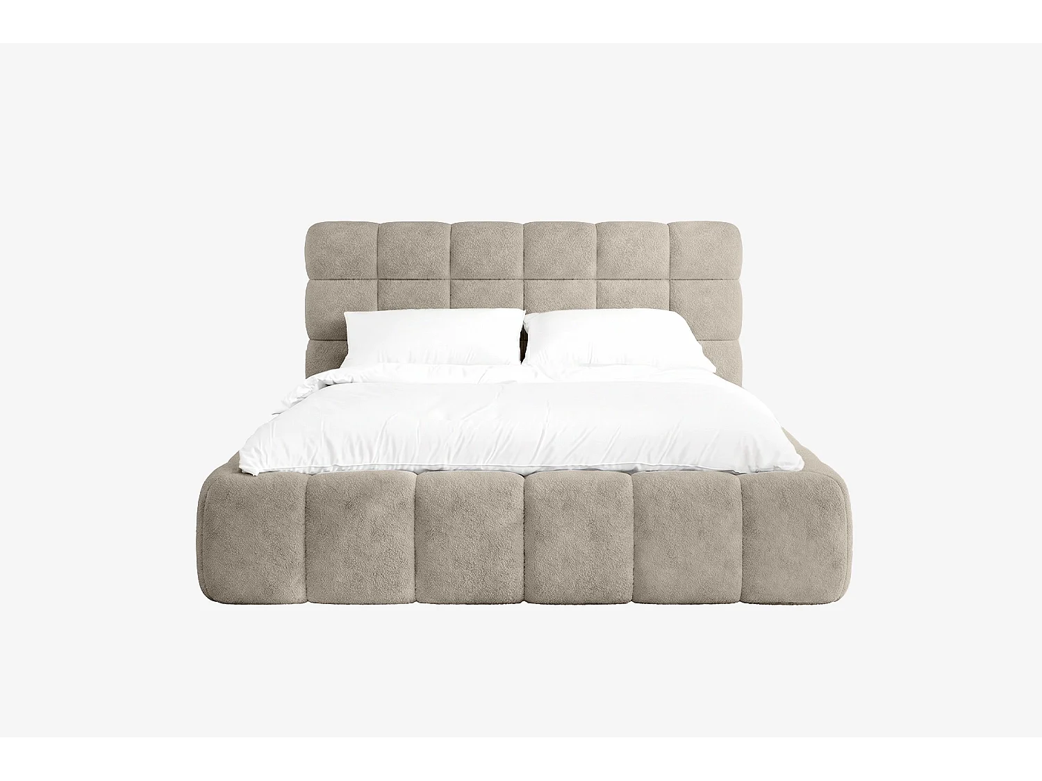 Lit capitonné MNUUO CHOCCO avec coffre de rangement Taupe 160 x 200 cm Sommier à lattes en bois relevable