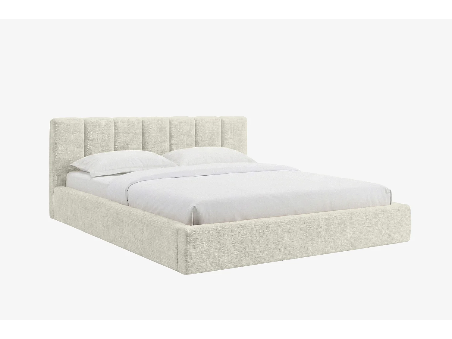 MNUUO gestoffeerd bed RENZY met opbergbox, natuurlijke afwerking, 160 x 200 cm, opklapbare lattenbodem