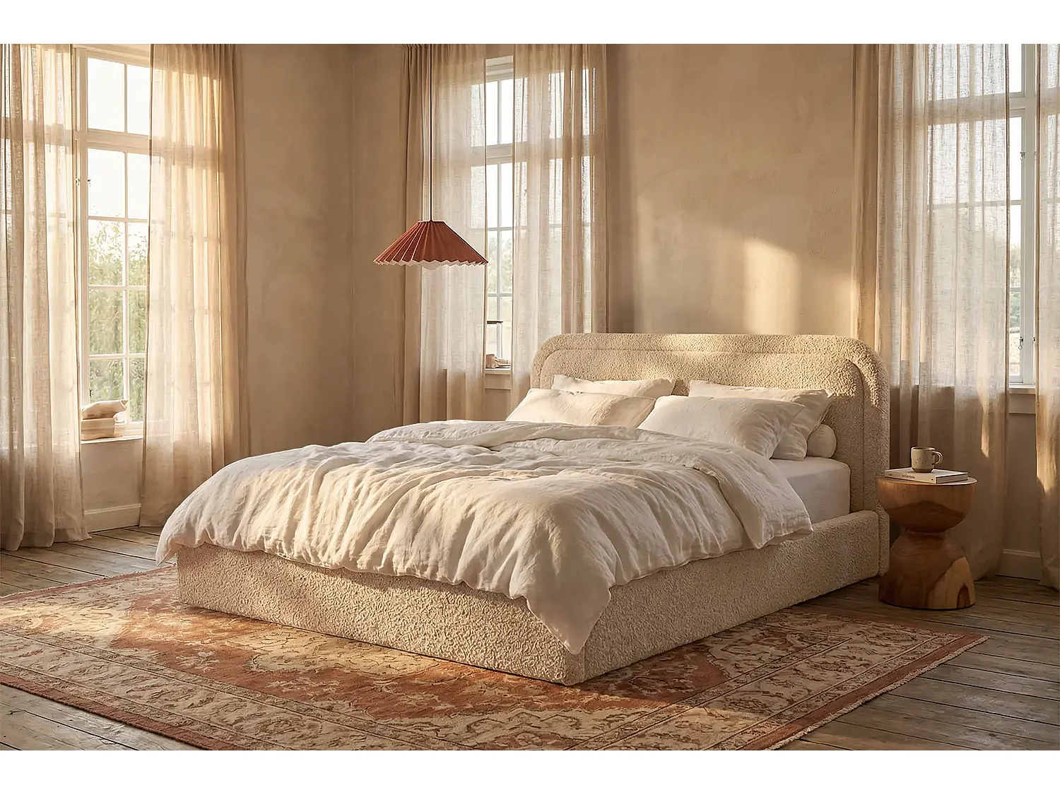 MNUUO Polsterbett AMBEO mit Bettkasten Beige 180 x 200 cm Hebbarer Holz-Lattenrost